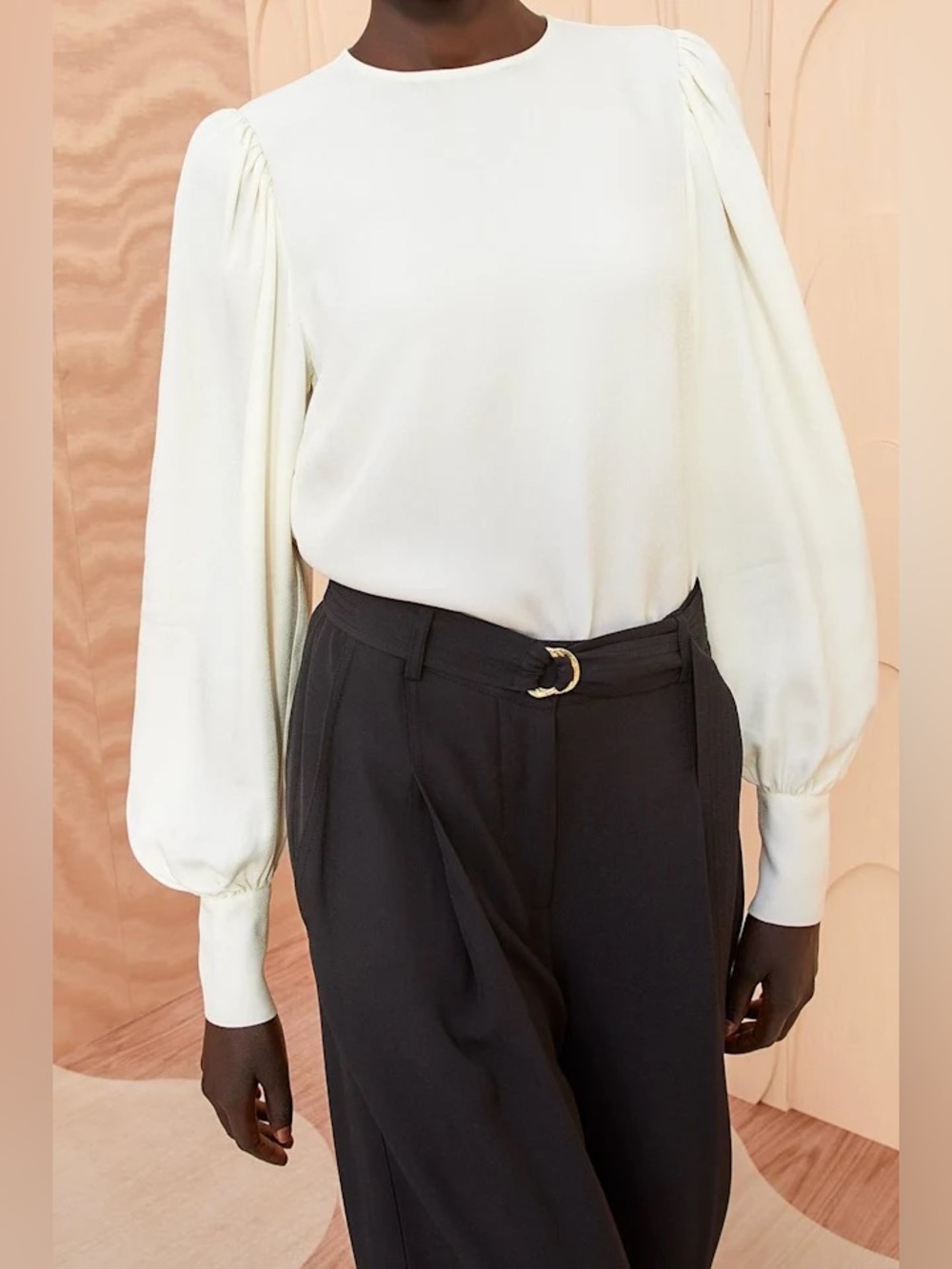 Ulla Johnson Lilliana Blouse Pristine White Cream‎ Crepe Long Puff Sleeve Size 6